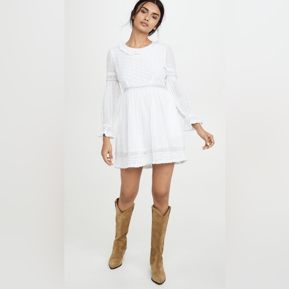LoveShackFancy BNWT Jullian Mini Dress in White Broderie Anglaise- Size US 4 - Picture 4 of 16